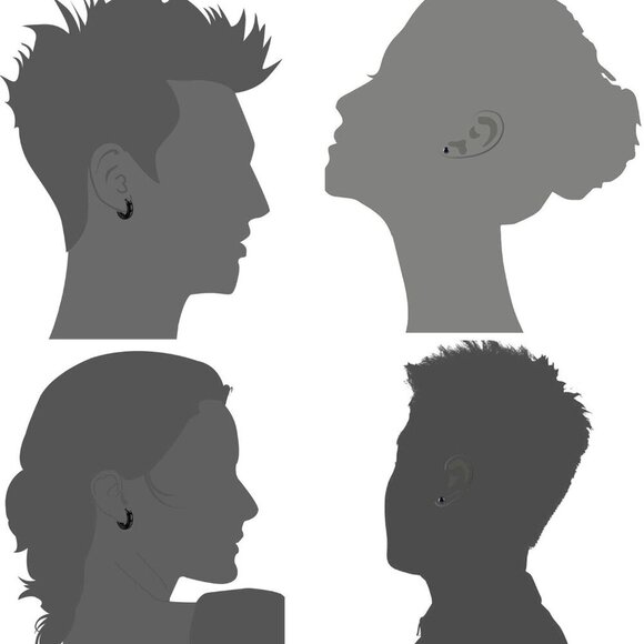 Stylish 6-Pair Hoop & Stud Earrings in Black Stainless Steel with CZ Accents - Picture 5 of 7